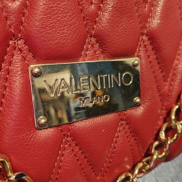 Valentino Vanille Red Quilted Chain Shoulder Bag - Picture 2 of 14